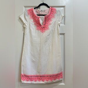 Vineyard Vines Island  Embroidered Linen Blend Shift Dress White Size 0